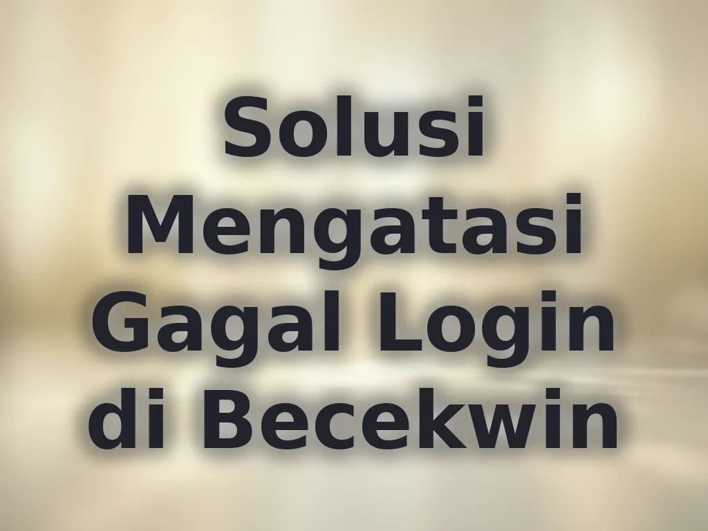 Solusi Mengatasi Gagal Login di Becekwin